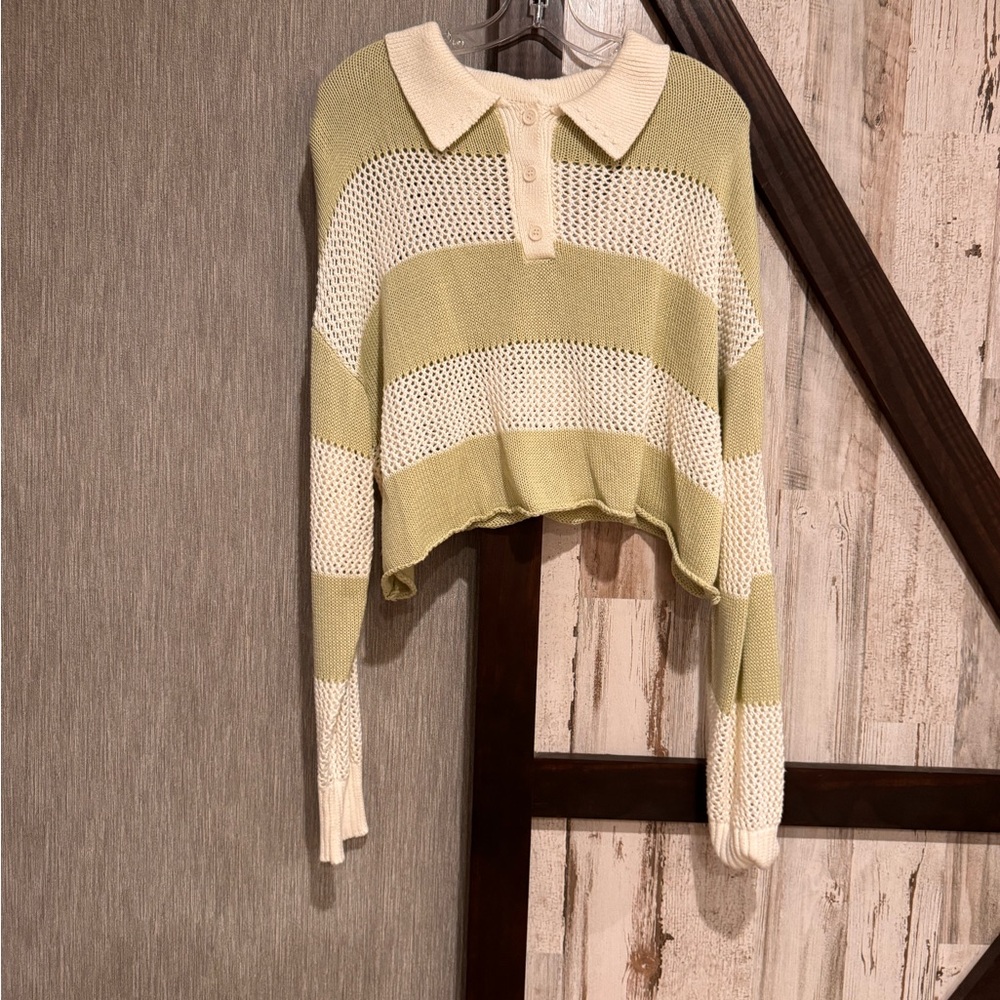 Eesome Green and Cream Striped Sweater